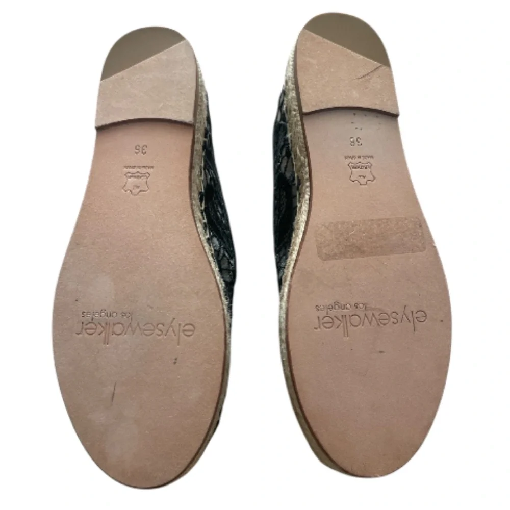 Elyse Walker Black Lace Espadrilles Size 36 Designer Lace Slip On Flats